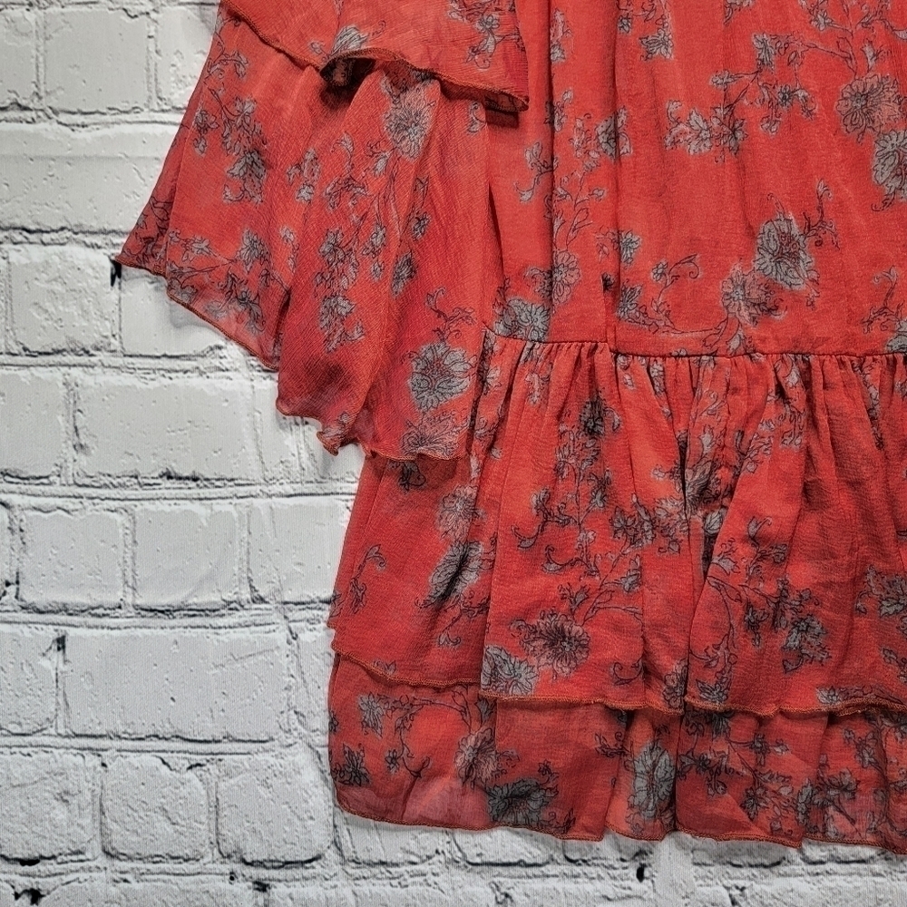 Free People Sunsetter Floral Ruffle Mini Dress Red Size S - Picture 5 of 16